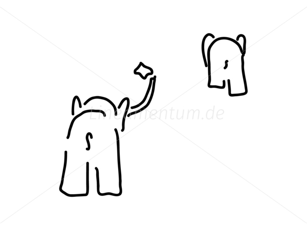 Abschied mit Taschentuch von Paar von Elefanten
