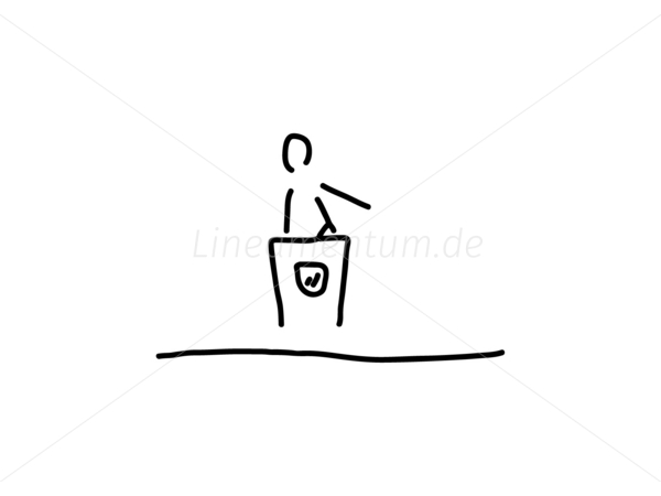 Redner an Rednerpult bei Rede oder Vortrag