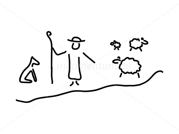 Schaefer mit Herde Schafe und Hund Hirte Schaefer mit Herde Schafe und Hund Hirte