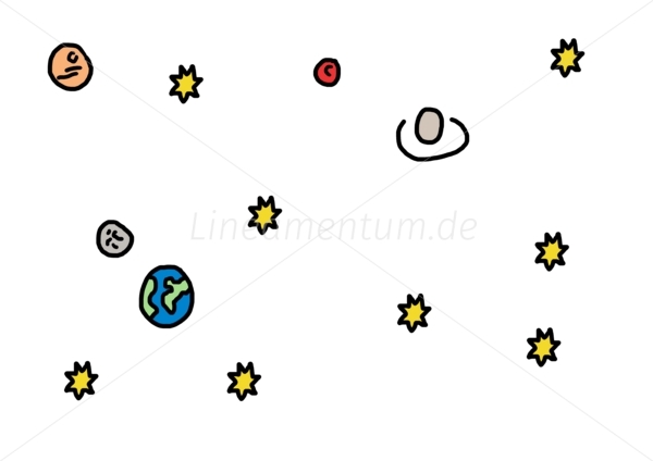 Sternenhimmel Weltall mit Erde Planeten Sternen Zeichnung Illust Sternenhimmel Weltall mit Erde Planeten Sternen Zeichnung Illust