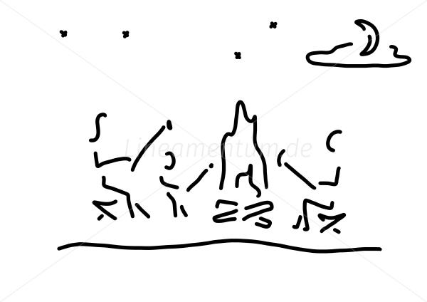 familie am grillplatz und lagerfeuer