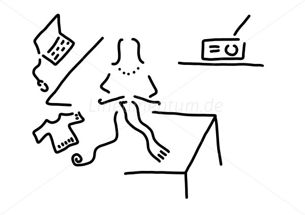 frau beim stricken oder haekeln